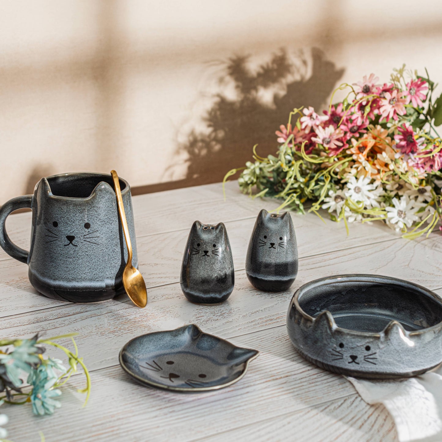 Mojave Cat Salt & Pepper Shakers By Sass & Belle