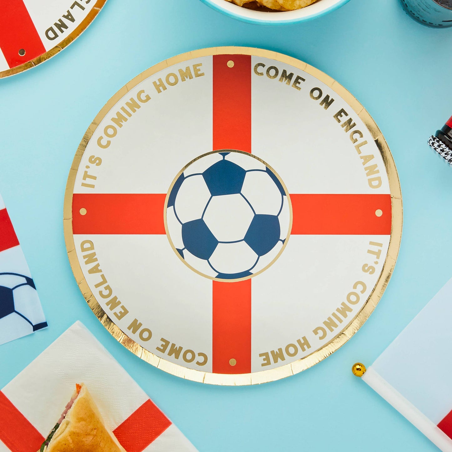 Come on England Foiled Paper Plates 8 Pack - World Cup 2026