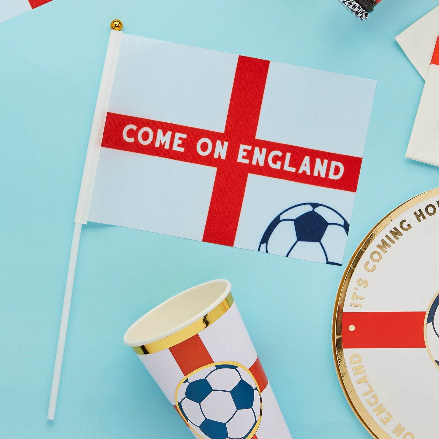 Come on England Polyester Small Waving Flags 6 Pack - World Cup 2026
