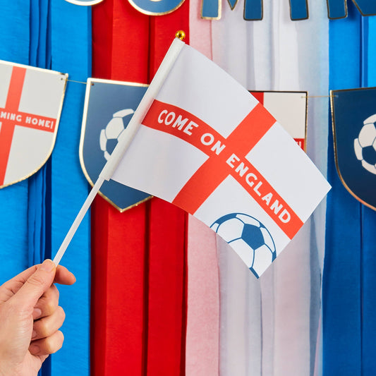 Come on England Polyester Small Waving Flags 6 Pack - World Cup 2026