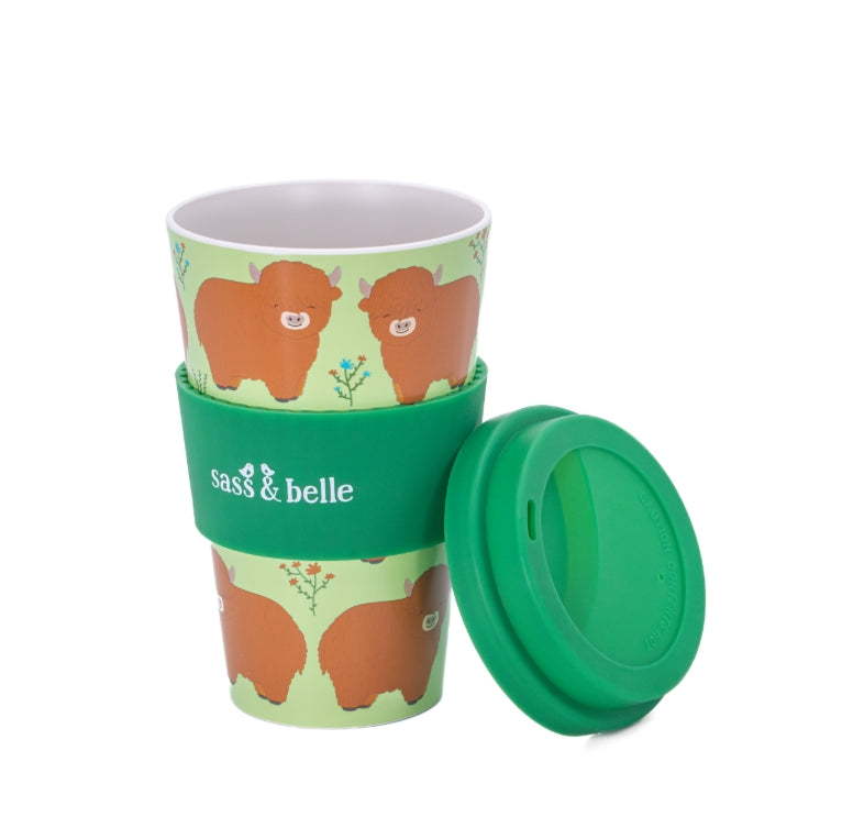 Highland Cow Travel Coffee Cup By Sass & Belle