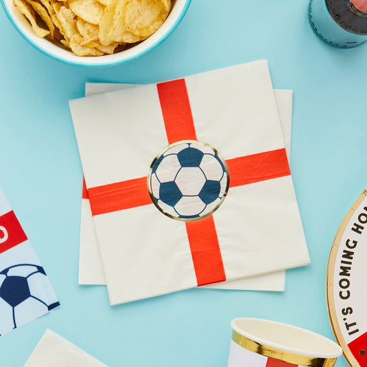 Come on England Football Paper Napkins 16 Pack - World Cup 2026