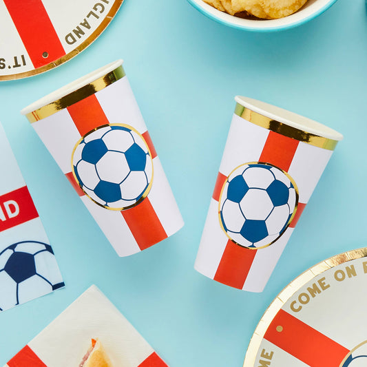 Come on England Football Jumbo Paper Cups 8 Pack - World Cup 2026