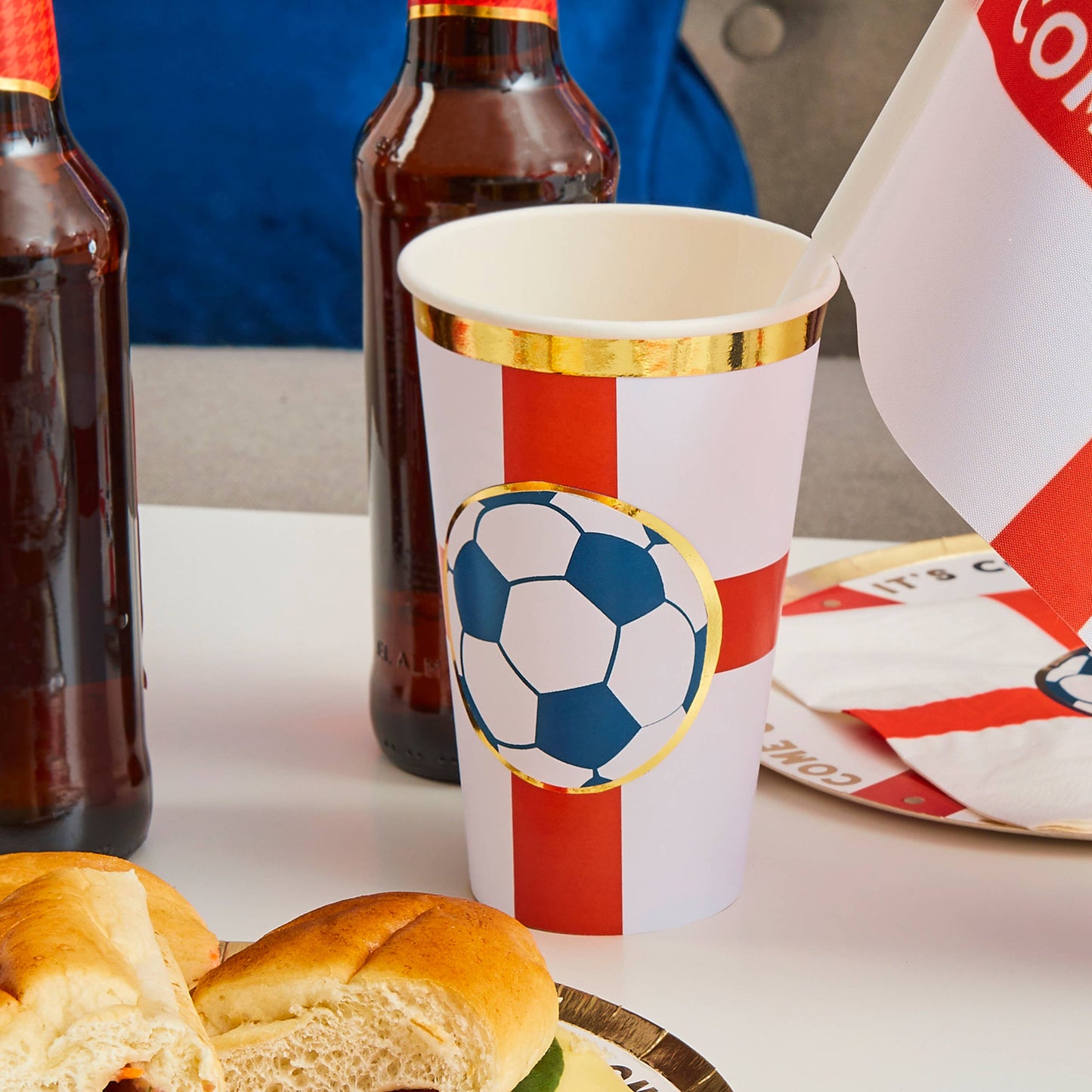 Come on England Football Jumbo Paper Cups 8 Pack - World Cup 2026